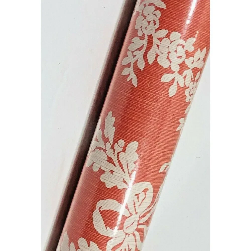 VTG Brunschwig Fils Wallpaper Evesham Coral White NEW Pretrim Hand Print USA 5 Y
